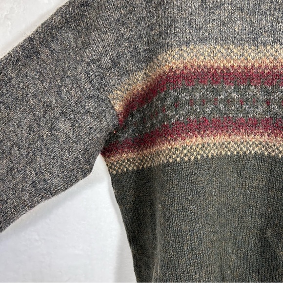 Vintage Woolrich Men's Gray Striped Wool Sweater Sz M Outdoors Hiking Cabincore - Picture 2 of 12
